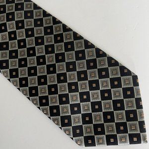 DAVID TAYLOR Collection 100% Polyester Tie Black & Grey EUC